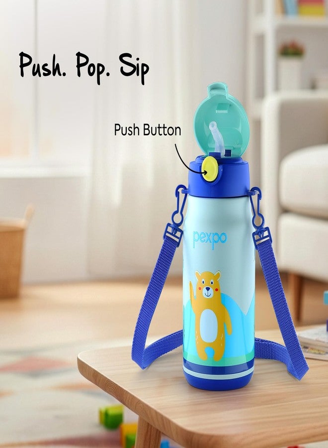 PEXPO Poggo 450 ISI Certified Stainless Steel Sipper Water Bottle for Kids 420ml Hot & Cold Flask | Vaccum Insulated Water Bottle | BPA Free | School | Picnic | Travel - Bear UV Printed Design - Image 4
